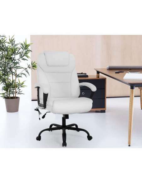 Silla de Oficina Ergonómica BestOffice Ancha 500lbs Masaje Blanco