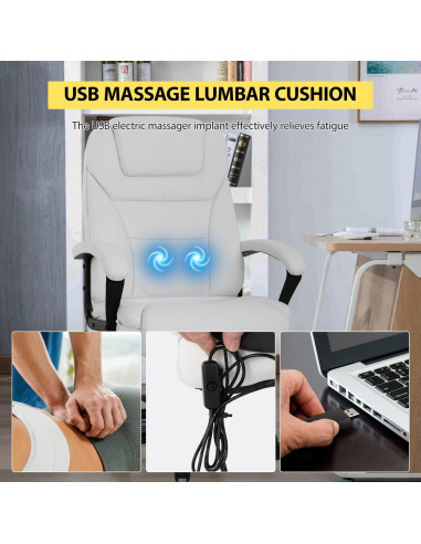 Silla de Oficina Ergonómica BestOffice Ancha 500lbs Masaje Blanco