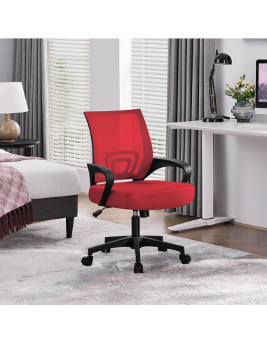 Silla de Oficina Ergonómica Yaheetech Roja con Soporte Lumbar