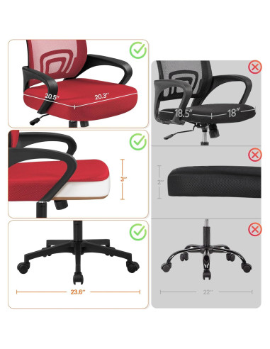 Silla de Oficina Ergonómica Yaheetech Roja con Soporte Lumbar