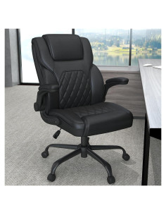 Silla de Oficina Ergonómica AnyGod 9010, Cuero Negro, Soporte Lumbar