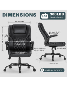 Silla de Oficina Ergonómica AnyGod 9010, Cuero Negro, Soporte Lumbar 2