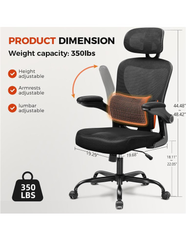Silla de Oficina GTRACING Ergonómica con Soporte Lumbar 150 kg