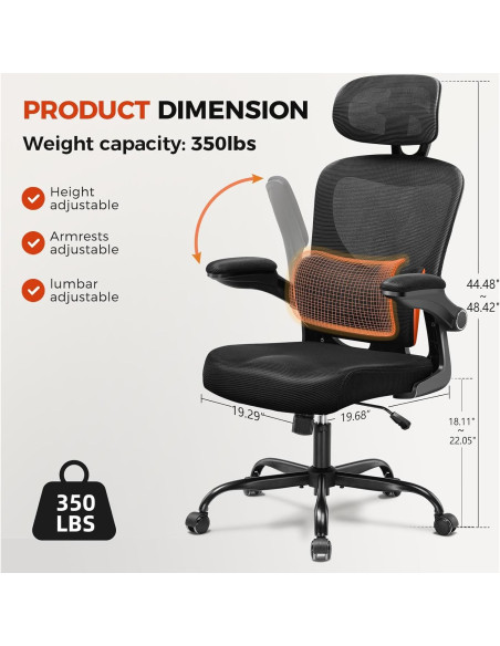 Silla de Oficina GTRACING Ergonómica con Soporte Lumbar 150 kg