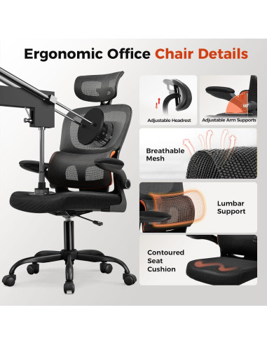 Silla de Oficina GTRACING Ergonómica con Soporte Lumbar 150 kg