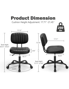 Silla de Escritorio DUMOS Ajustable sin Reposabrazos Negro 2