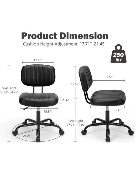 Silla de Escritorio DUMOS Ajustable sin Reposabrazos Negro