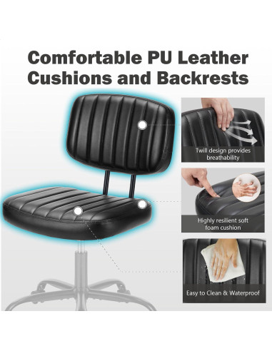 Silla de Escritorio DUMOS Ajustable sin Reposabrazos Negro