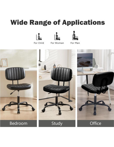 Silla de Escritorio DUMOS Ajustable sin Reposabrazos Negro