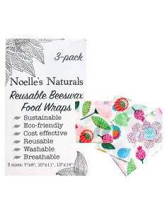 Cubiertas de Cera de Abeja Orgánica Noelle's Naturals - Juego de 3