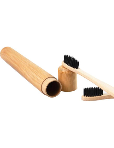 Estuche de Viaje de Bambú Natural 2 Pcs para Cepillos de Dientes