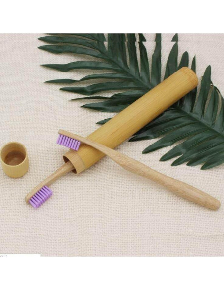 Estuche de Viaje de Bambú Natural 2 Pcs para Cepillos de Dientes