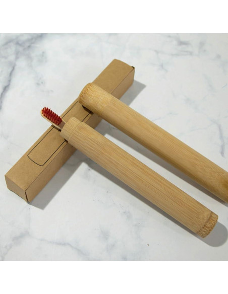 Estuche de Viaje de Bambú Natural 2 Pcs para Cepillos de Dientes