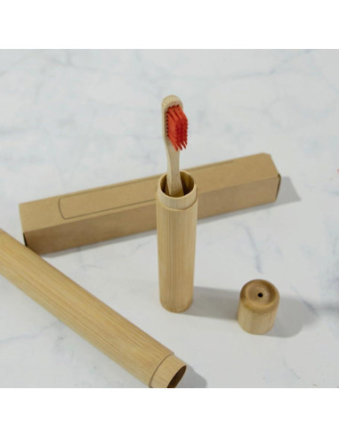 Estuche de Viaje de Bambú Natural 2 Pcs para Cepillos de Dientes