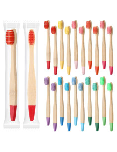 20 Cepillos de Dientes de Bambú Suaves Heentan 14.5 cm