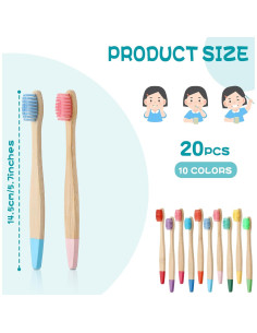 20 Cepillos de Dientes de Bambú Suaves Heentan 14.5 cm 2