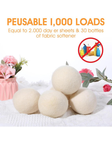 12 Bolas de Secadora de Lana Orgánica JOUTYFOR 7.5 cm