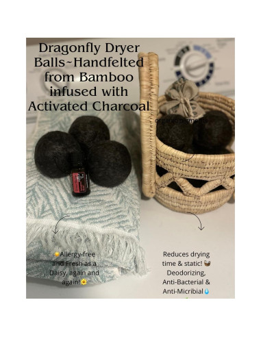 Bolas de Secado de Bambú Orgánico Infundidas con Carbón Activado - Juego de 3