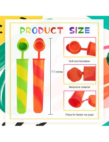 6 Moldes de Silicona para Paletas SAYAYA - Color Mezclado