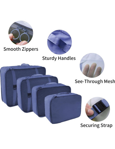 Set de 10 Cubos de Empaque SLMT para Maletas - Azul Marino
