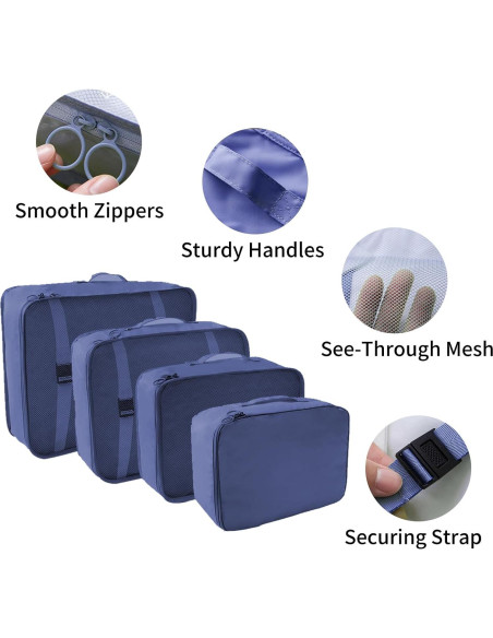 Set de 10 Cubos de Empaque SLMT para Maletas - Azul Marino