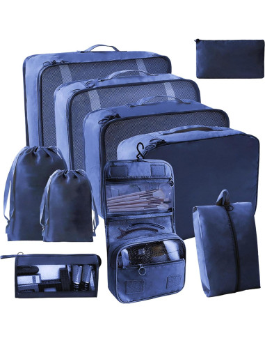 Set de 10 Cubos de Empaque SLMT para Maletas - Azul Marino
