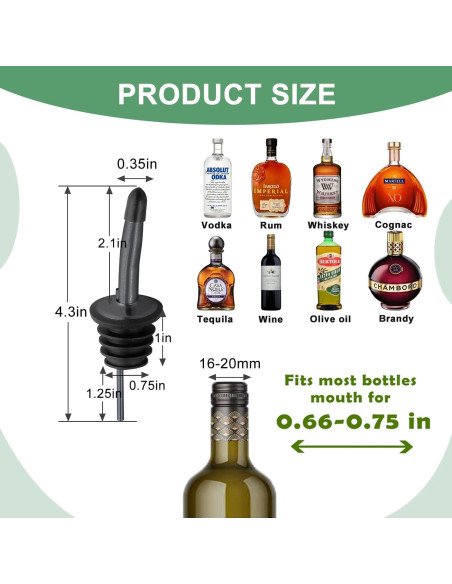 Juego de Vertedores de Licor WAFJAMF 6 Pcs Acero Inoxidable