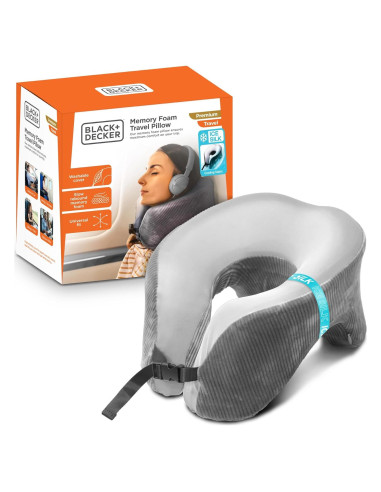 Almohada de Viaje BLACK+DECKER Espuma de Memoria 28x24cm