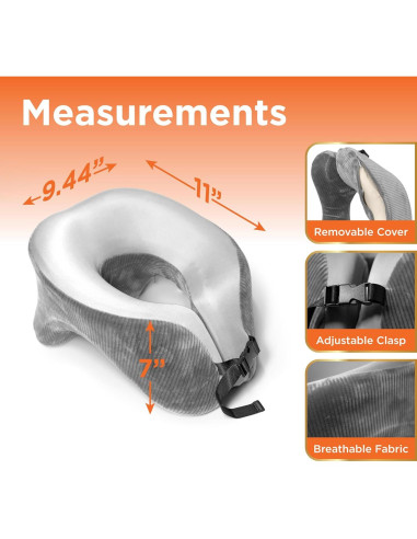 Almohada de Viaje BLACK+DECKER Espuma de Memoria 28x24cm