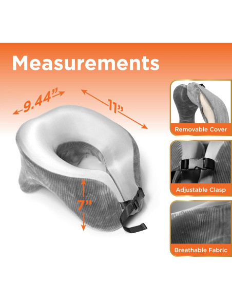 Almohada de Viaje BLACK+DECKER Espuma de Memoria 28x24cm