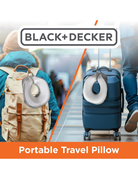 Almohada de Viaje BLACK+DECKER Espuma de Memoria 28x24cm