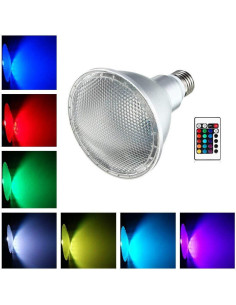 Bombilla LED E27 10W RGB Regulable con Control Remoto 2