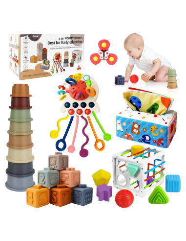 Juguetes Montessori EPOGG 6 en 1 para Bebés 6-18 Meses