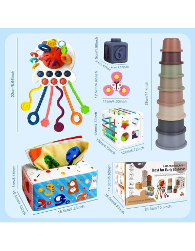 Juguetes Montessori EPOGG 6 en 1 para Bebés 6-18 Meses