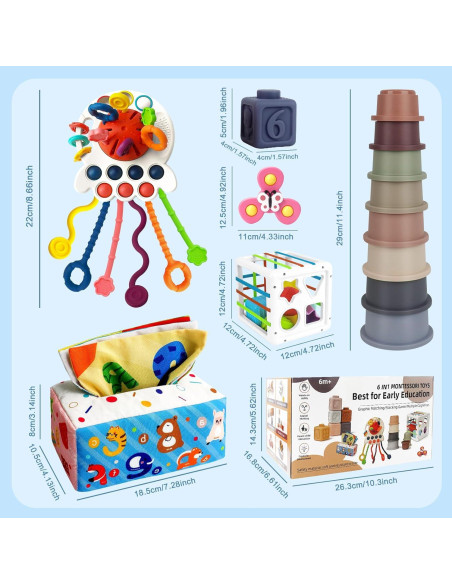 Juguetes Montessori EPOGG 6 en 1 para Bebés 6-18 Meses