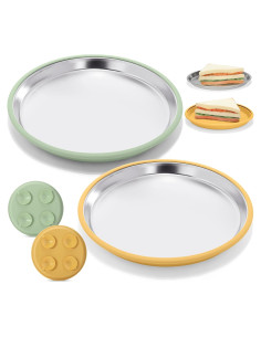 Plato Antideslizante de Acero Inoxidable Nuogo 9" - 2 Piezas