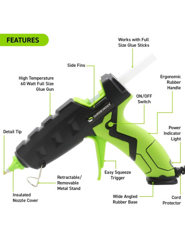 Pistola de Pegamento Caliente Surebonder H-327F 60W Alta Temp