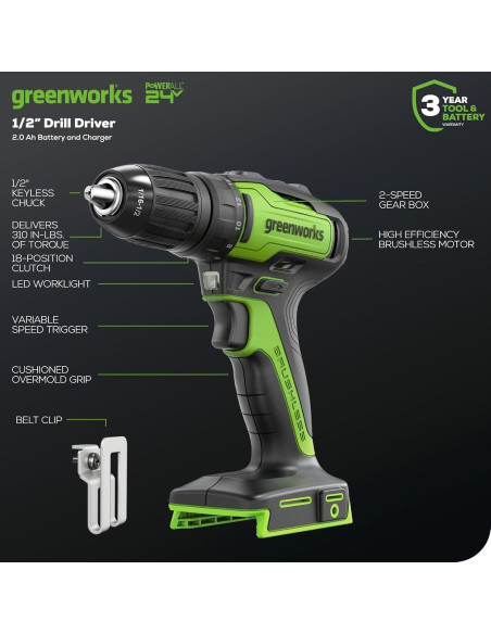 Kit de Herramientas Inalámbricas Greenworks 24V 2 Piezas