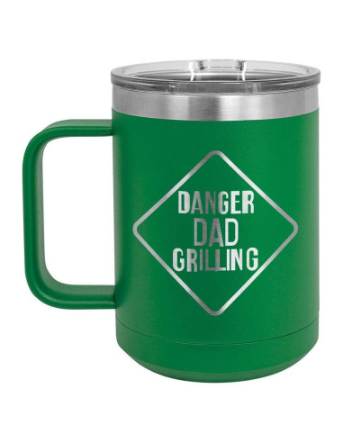 Taza de Café Aislada 15 oz Peligroso Papá Verde con Tapa