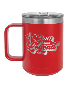 Taza de Café Aislada BBQ Fans 15 oz Roja con Tapa Deslizante