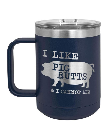 Taza de Café Aislada 15 oz BBQ Fans Navy con Tapa Deslizante