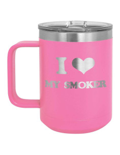 Taza de Café Aislada 15 oz BBQ Fans Rosa con Tapa Deslizante