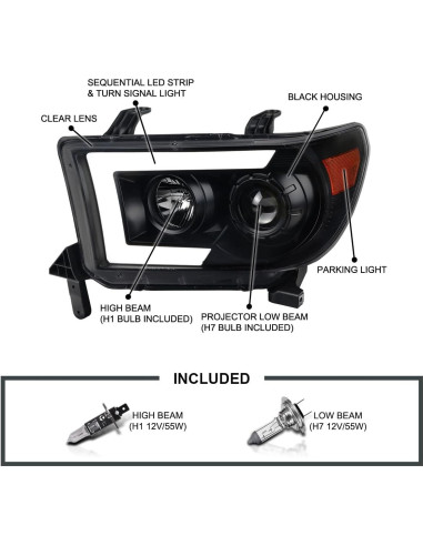 Faros Proyector Negro Spec-D Tuning para Toyota Tundra/Sequoia