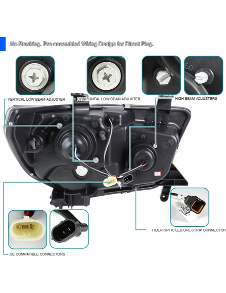 Faros Proyector Negro Spec-D Tuning para Toyota Tundra/Sequoia