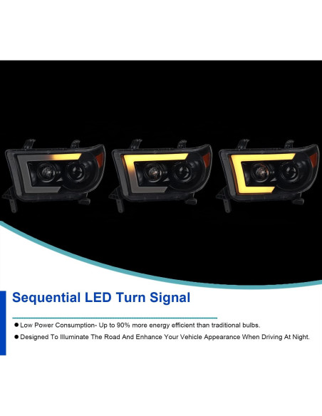 Faros Proyector Negro Spec-D Tuning para Toyota Tundra/Sequoia
