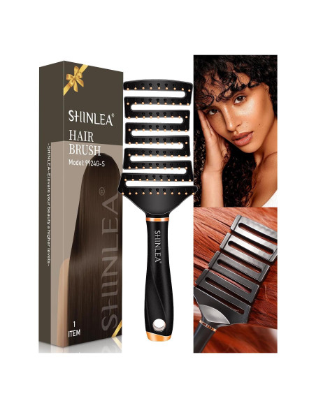 Cepillo Curvo Desenredante SHINLEA para Cabello Rizado 85g