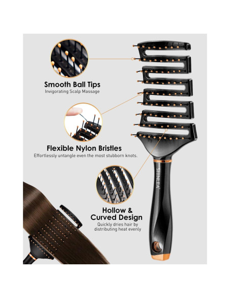Cepillo Curvo Desenredante SHINLEA para Cabello Rizado 85g
