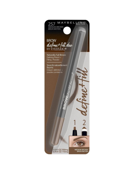Lápiz y Polvo Rellenador de Cejas Maybelline 2-en-1 Marrón Medio 0.6g