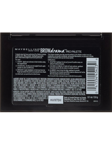 Paleta de Cejas Maybelline Pro Brow Drama Marrón Oscuro 2.83 g