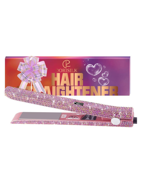 Plancha y Rizador DORISILK 2 en 1 Rosa con Rhinestones